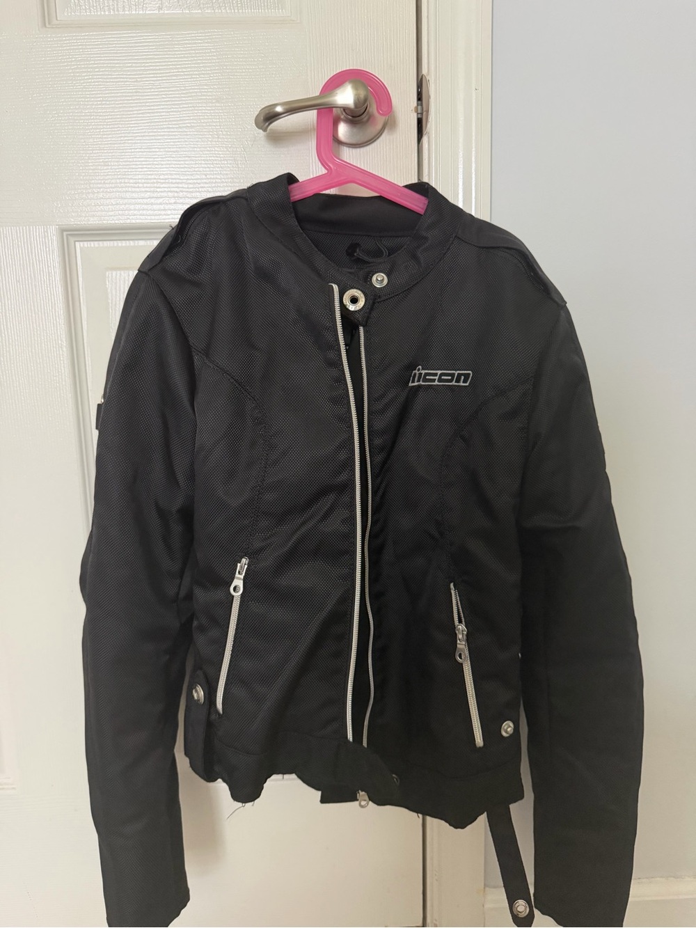 ICON Black Quilted Motorcycle Jacket with Contrast Trim